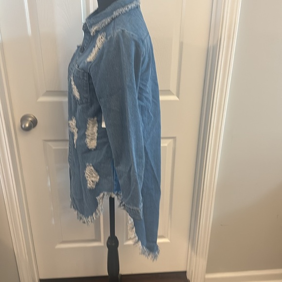 XS NWT Distressed Denim Dress - Picture 4 of 4